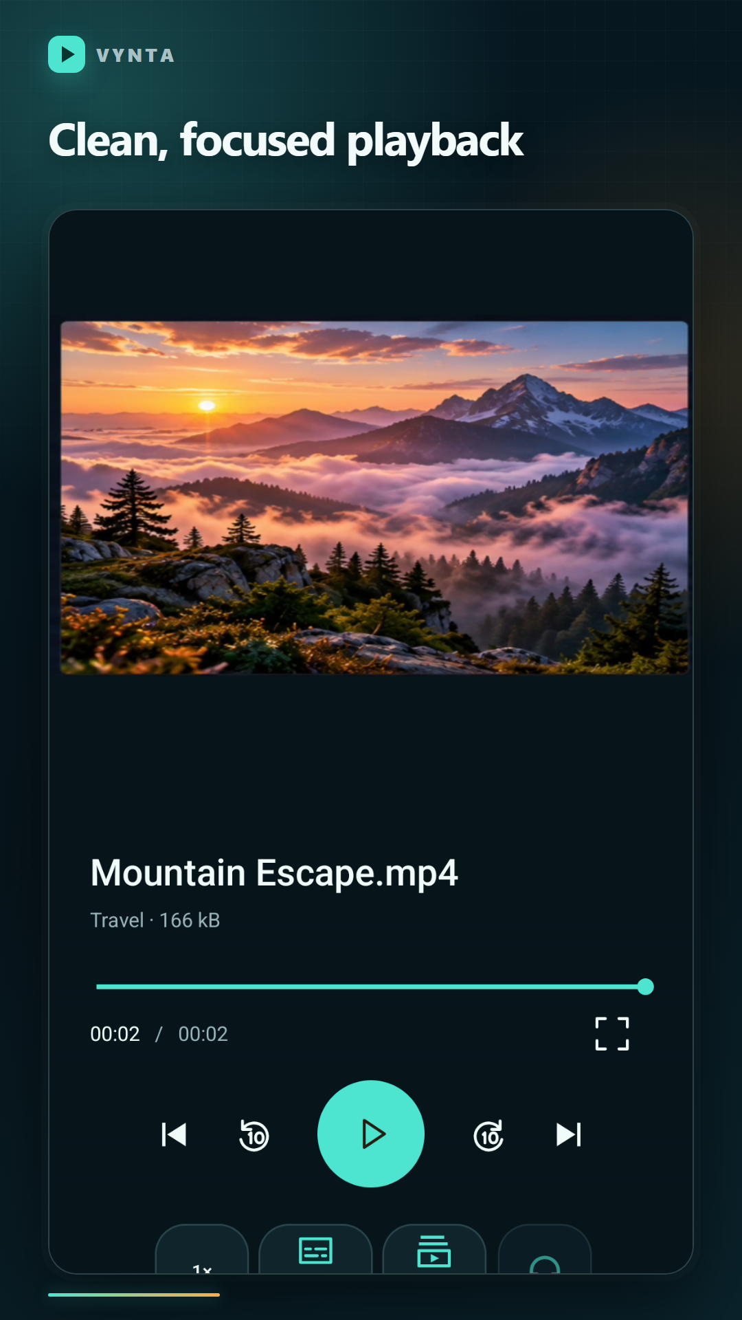 Vynta focused video player